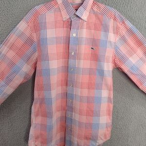 Vineyard Vines Whale Shirt Men XS Pink Red Purple Check Button Down Slim Fit